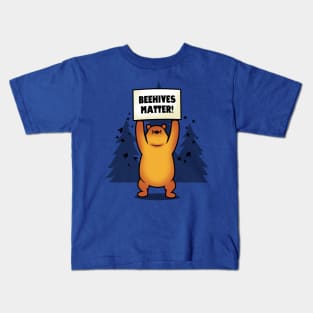 Funny Honey Eating Cute Bear Cartoon BLM Protest Parody Kids T-Shirt